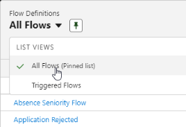 Screenshot: select All Flows list view